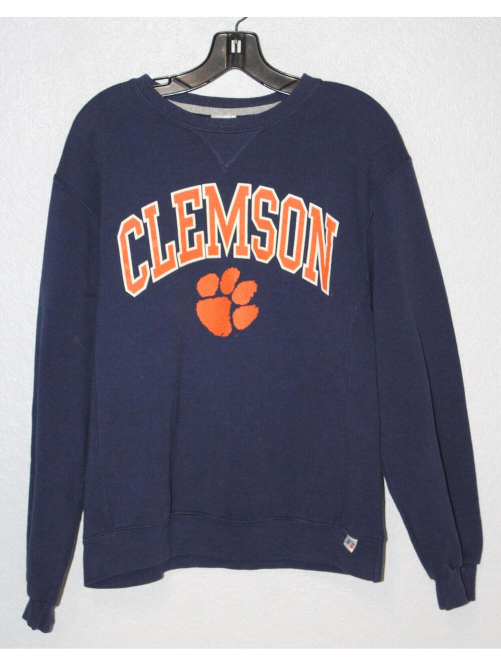 Vintage CLEMSON TIGERS Sweatshirt Pullover Men MEDIUM Navy Blue Russell Athletic